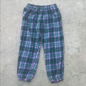 Victoria's Secret Women's Green & Pink Plaid Flannel PJ Jogger Pants Size M
